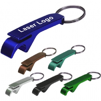 Aluminum can and bottle opener with split key ring